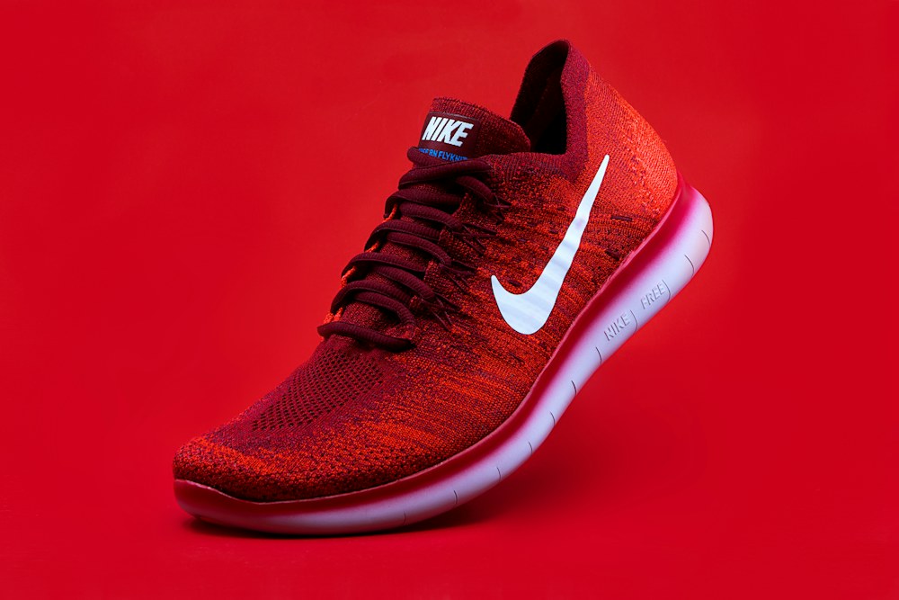 Real red sneaker product photo used to demonstrate image resizing